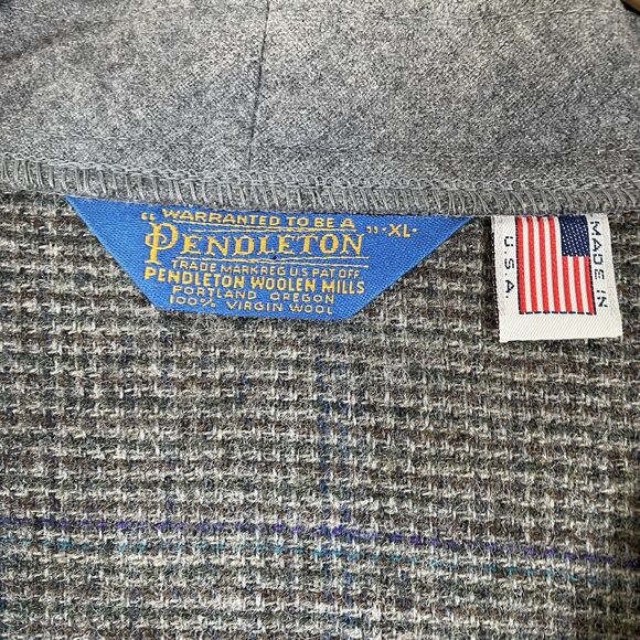 Pendleton 100% Virgin Wool Cardigan Sweater Men's XL Gray USA MADE Houndstooth - Picture 2 of 5